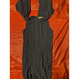 Migratory Birds Jumpsuit Womens Black Sleeveless Wide Leg Back Zip Pockets Flowy